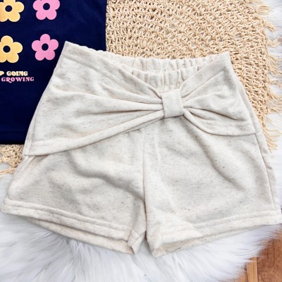 Conj. Blusa Let The Flower Shine e Short em Linho - Marinho e Areia